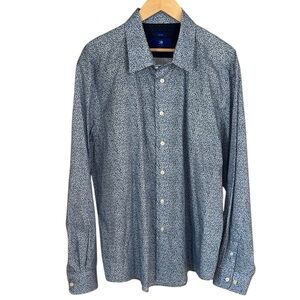 Egara shirt Blue Floral Button Down xxl long sleeve cotton micro non iron